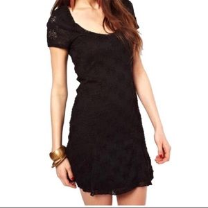Free People Godet black floral dress S small